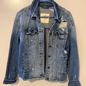 Hollister Blue Denim Jacket with Distressed Details